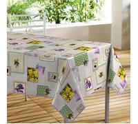 Nappe toile cirée rectangle - Provence - Motifs olives et lavandes - 140 x 240 cm - Imperméable
