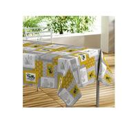 Douceur d'Intérieur – Nappe rectangulaire Graziella 140 x 300 cm Jaune PVC imprimé