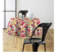 Nappe toile cirée ronde 160 cm - Fleurs colorées (multicolore) - 6/8 couverts, imperméable