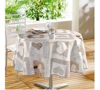 Nappe - Toile cirée ronde - diamètre 160 cm - Cosy coeur