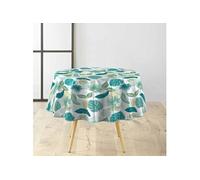 Nappe Toile Cirée Ronde Imprimé "Plantania" 160cm Bleu Bleu G