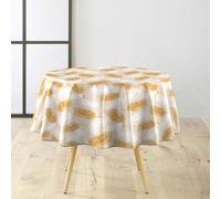 Douceur d'Intérieur, Nappe Ronde (Diamètre 160 cm) Sarina Naturel, PVC Textilia avec Paillettes