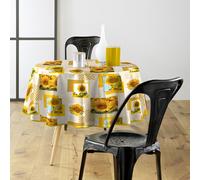 Douceur d'Intérieur – Nappe ronde Sunflower – PVC photoprint – Ø 160 cm – Jaune