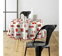 Nappe Toile Cirée Ronde "Tulipe" 160cm Rouge Rouge G