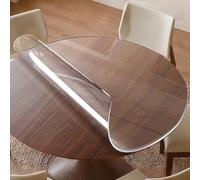 Nappe Transparent 2.0 mm Film de Protection pour Meubles Film Transparent pour Table Ronde Nappe de Table en PVC Facile à Nettoyer(Transparent,110 cm)