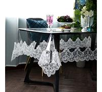 Nappe Transparente en PVC Rectangulaire, Romance Française De La Dentelle Blanche De La Dentelle Brodée Couverture De Protection, étanche/Tapis De Table à Manger Résistant à l'huile(Size:1.5×2.2m)