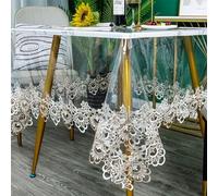 Nappe transparente en PVC souple avec bords en dentelle, imperméable, résistante à l'huile, anti-brûlure, pour maison, restaurant, hôtel (100 x 160 cm, C)