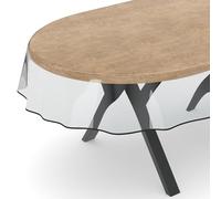Nappe transparente, film de protection, 0,3 mm d’épaisseur, claire, ovale, 180 x 140 cm, avec ourlet, bordée