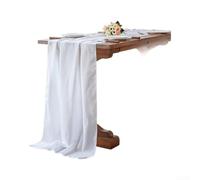 Nappe transparente pour chemin de table 70 x 300 cm, bande en polyester de couleur unie pour décoration de fête de mariage - Blanc, beige, rose, bleu, orange (blanc)
