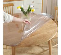 Nappe Transparente Ronde, Nappe en Vinyle Transparent de Protection, Nappe Plastique Transparente, Couverture de Table Ronde en PVC Transparent Anti-déversement D'huile (2mm 130cm)