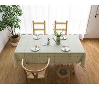 Nappe Verte Rectangulaire 90x140cm Coton et Lin Nappe de Jardin Pompon Décoration de Table Nappe à Carreaux Imperméable Nappe Cuisine Picnic Partie - Faite à la Main