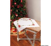 Nappe Vervaco "Fleurs rouges", motif de broderie dessiné