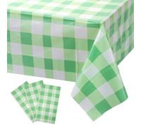 Nappe vichy - 137 x 274 cm - Imperméable et jetable - En plastique - Facile à nettoyer - Pour anniversaire, pique-nique, fête en plein air - Vert - Taille unique