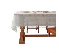 Nappe vintage en dentelle au crochet, nappe rectangulaire en pur coton avec découpe élégante pour décoration de salle à manger de mariage, blanc, 140 x 180 cm (A140 x 180 cm)