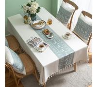 Nappe vintage imitation lin rectangulaire 130 x 180 cm en mélange de coton pour intérieur ou extérieur, salle à manger, fête, pique-nique, jardin, événements, décoration de table élégante