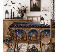 Nappe vintage motif citrouilles arche Halloween 152,4 x 259,1 cm