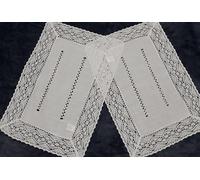 Napperon blanc avec ourlet creux fin et broderie au crochet, aspect lin (30 x 45)
