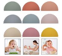 Napperon En Silicone Pour Bébé, Garniture Demi-Ronde En Forme De Vague, Tapis De Table Réutilisable, Antidérapant, Pour Enfants