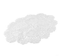 Napperon ovale pour table de salle à manger - Napperon dentelle coton crocheté à la main, motif floral vintage, beige ou blanc, 30 x 45 cm (blanc)