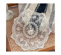 Napperon rétro en Dentelle, Dessous de Verre à café, Nappe brodée Romantique, Tapis Table Chevet Pastorale(White)