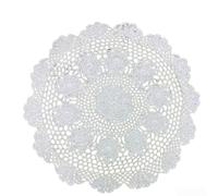 Napperon rond en coton ajouré fait à la main vintage français de 50 cm pour décoration de magasin de thé, librairie, blanc