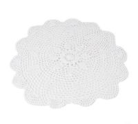 Napperon rond en dentelle au crochet de style vintage pour table de salle à manger, cafés et restaurants (blanc)