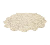 Napperon rond en dentelle au crochet pour décoration d'intérieur vintage, tables à manger, cafés et restaurants (beige)