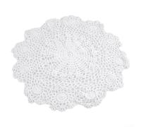 Napperon rond en dentelle au crochet pour salle à manger, cuisine, dessous de verre fait à la main, napperon décoratif de style vintage, accessoires de maison, 35 à 40 cm (blanc)