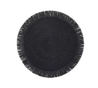 Napperon Rond Vintage en Lin, 1 pièce, Tapis de Table isolé antidérapant tissé à la Main pour café/thé, Cuisine et décoration de la Maison,Noir,38x38cm