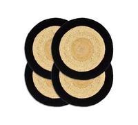 Napperons 4 pcs Naturel et noir 38 cm Jute et coton