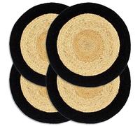 vidaXL Napperons Lot de 4 Naturel et noir 38 cm Jute et coton