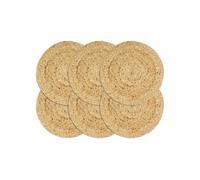 Vidaxl Napperons 6 Pcs Naturel Plain 38 Cm Rond Jute