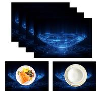 Napperons Coton et Lin, Ensemble de napperons pour Table à Manger, Lot de 2, Napperons Style technologique futuriste Faisceau de Particules Lumineuses pour décor de Tables à Manger,Bleu