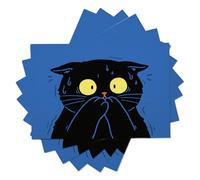 Napperons Coton et Lin, Ensemble de napperons pour Table à Manger, Lot de 8, Napperons Animaux intéressants Chat Noir se Couvrant la Bouche pour décor de Tables à Manger, Bleu