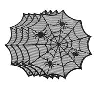Napperons D'halloween Napperons En Toile D'araignée D'halloween 4PCS 11,8 Pouces Napperon En Toile D'araignée Napperons De Table Creux Tapis De Table Antidérapants Décoration De Table Gothique D'hallo