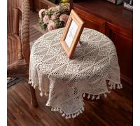 Napperons en Dentelle De Coton Crochetée à La Main, Parfaits pour Décorer Une Table Basse Ou Une Commode - Élégants Couvre-Foulards, Accessoires De Décoration Vintage Beige 59 x 59 (Square)