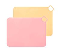 Napperons en Silicone pour bébé, Tapis de Table lavables au Lave-Vaisselle, Tapis de Cuisine Portable pour Tout-Petits, Ensemble de Voyage de 2 (Rose-Jaune)