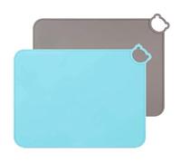 Napperons en Silicone pour bébé, Tapis de Table lavables au Lave-Vaisselle, Tapis de Cuisine Portable pour Tout-Petits, Ensemble de Voyage de 2 (Bleu-Gris)