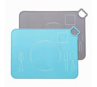 Napperons en Silicone pour bébé, Tapis de Table lavables au Lave-Vaisselle, Tapis de Cuisine Portable pour Tout-Petits, Ensemble de Voyage de 2 (Bleu)