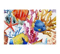 Napperons Lot de 6 napperons de Table à Manger napperons en Tissu napperons de Table de Cuisine napperon extérieur intérieur,Corail Poisson Tropical Animal Marin Vendange