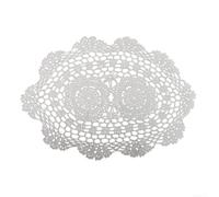 Napperons ovales en crochet avec dentelle en coton pour décoration de salle à manger vintage et classique (blanc)