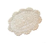 Napperons ovales en crochet avec dentelle en coton pour décoration de salle à manger vintage et classique (beige)