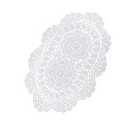 Napperons ovales en dentelle de coton au crochet Blanc
