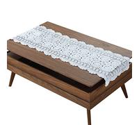 Napperons rectangulaires en dentelle crochetée faite à la main Blanc 40,6 x 109 cm