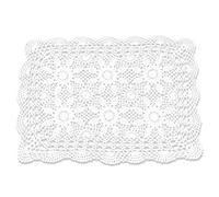 Napperons rectangulaires faits à la main en coton avec dentelle et crochet Blanc 40,6 x 58,4 cm