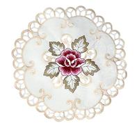 Napperons Ronds, 4 Pcs de napperons/vases de Dentelle de Broderie de Cutwork brodés pour l'usage à la Maison