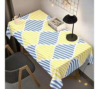 Nappes Carreaux Jaunes Et Bleus Rectangulaire 150x300 Nappe de Tables Exterieur Lavable Motif géométrique Rectangle pour Pique Nique Fête Cuisine Chambre Balcon Décoration Salon Restaurant - X151