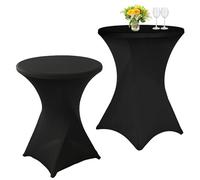 Nappes Elastiques, Pack de 2 Noir Housses de Table de Bar, Ø 80-85 cm Housse Stretch, Housse de Table Extensible, pour Tables de Bistrot et Tables de Bar Courantes