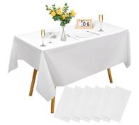 Nappes Jetables Blanche 6PCS,137 x 274 cm Nappes Jetables Imperméable en PEVE Rectangulaires Nappe Blanche Couverture de Table de fête pour Pique-Nique Barbecue,Mariages,Nappes Jetables Blanches