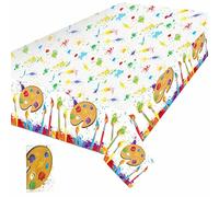 Nappes Plastique, Peinture Nappe 130 x 220 cm, Nappe Fête Anniversaire Imperméable Enfants Colorées Fête Nappe pour Travaux Manuels Anniversaire d'enfant Ecole Fête
